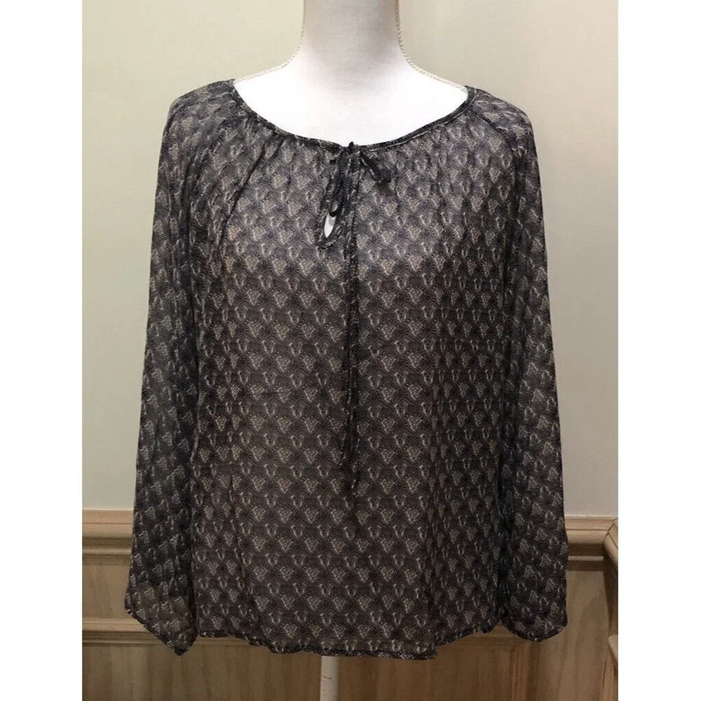 TCEC ~ Long Sleeve Blouse  ~ Size Small ~ Blue ~ Flare Sleeve ~ Shear - Picture 2 of 8